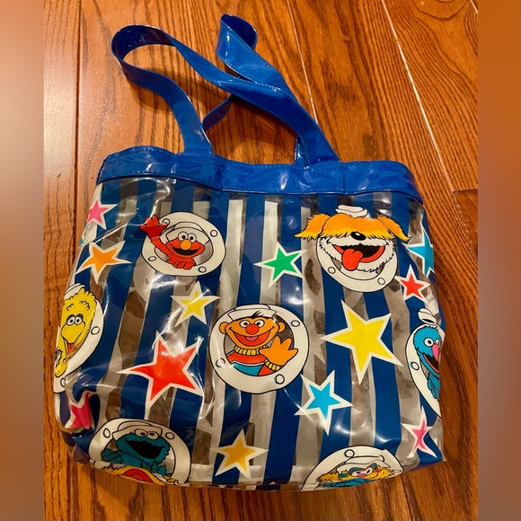 Vintage Sesame Street Plastic Tote Bag with Hook and Loop Closure - Picture 1 of 7